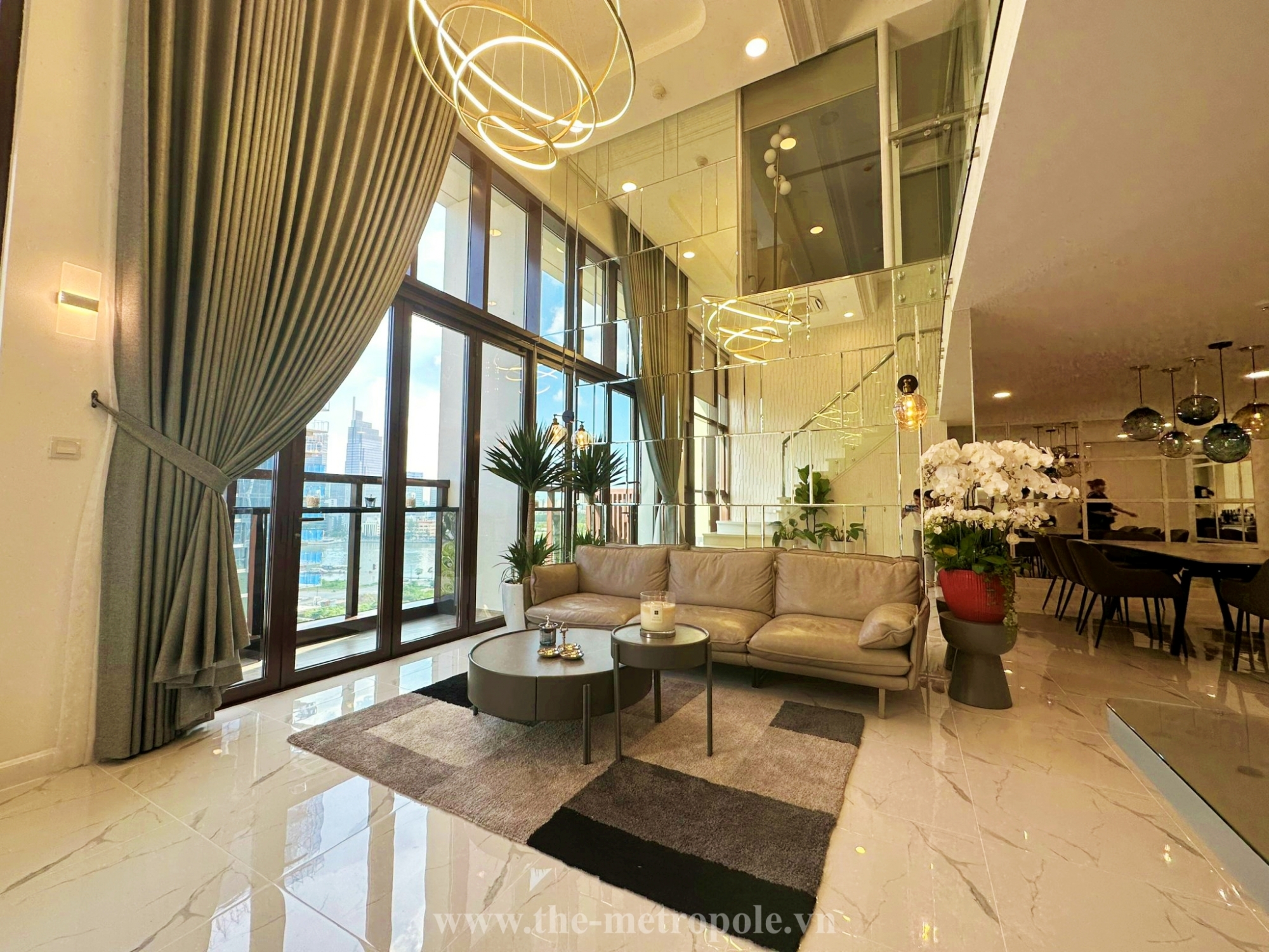 A beautiful top-floor duplex apartment for rent in The Metropole Thu Thiem